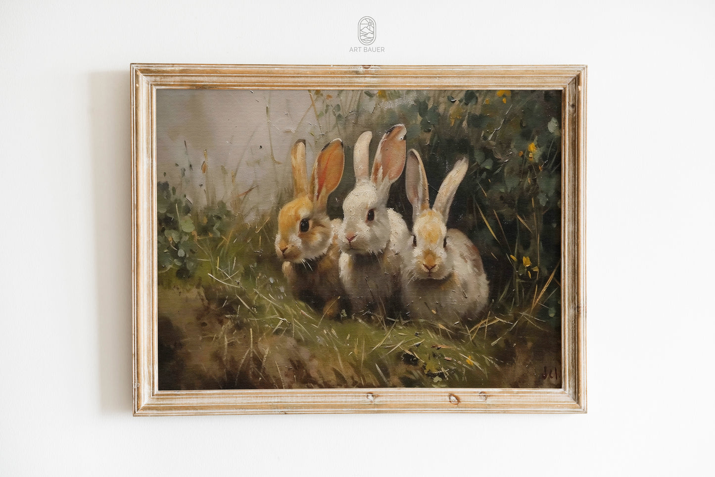 Three Bunnies in Forest | Framed Print | Ingall Nocturne, 2024