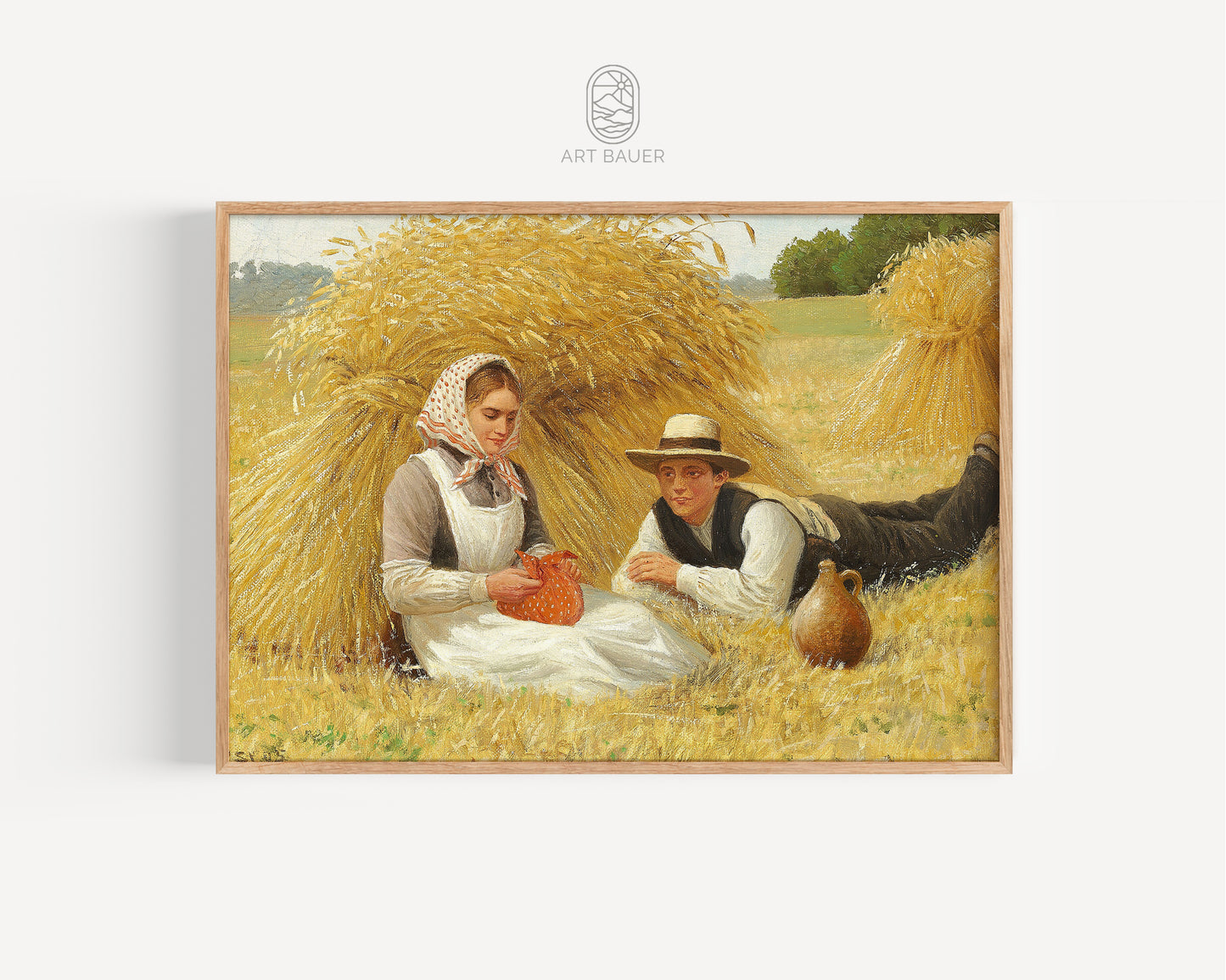 Young Man Courting a Maid during Harvest | Framed Print | Poul Steffensen, 1905