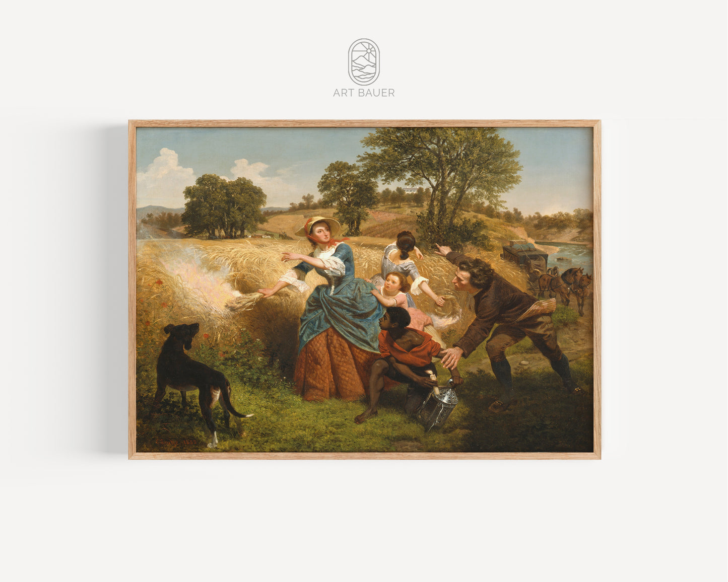 Mrs. Schuyler Burning Her Wheat Fields on the Approach of the British |  Framed Print | Emanuel Leutze, 1852