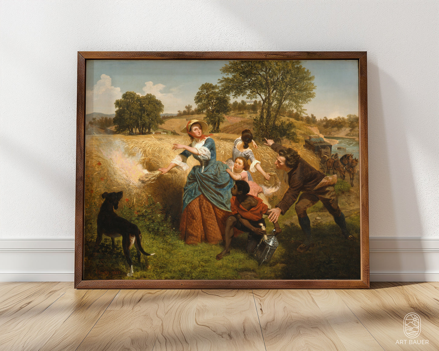 Mrs. Schuyler Burning Her Wheat Fields on the Approach of the British |  Framed Print | Emanuel Leutze, 1852