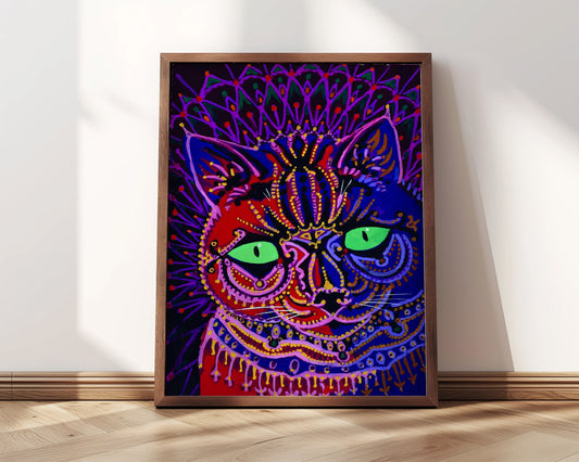 Psychedelic Night Cat | Framed Print | Louis Wain, 1930s