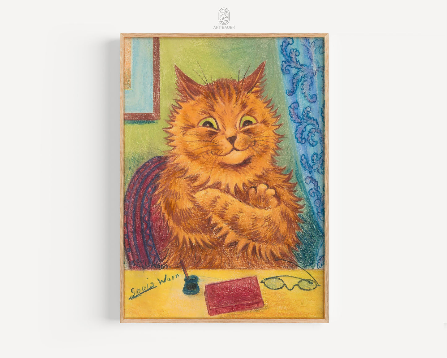 Literary Orange Cat | Framed Print | Louis Wain, 1920s