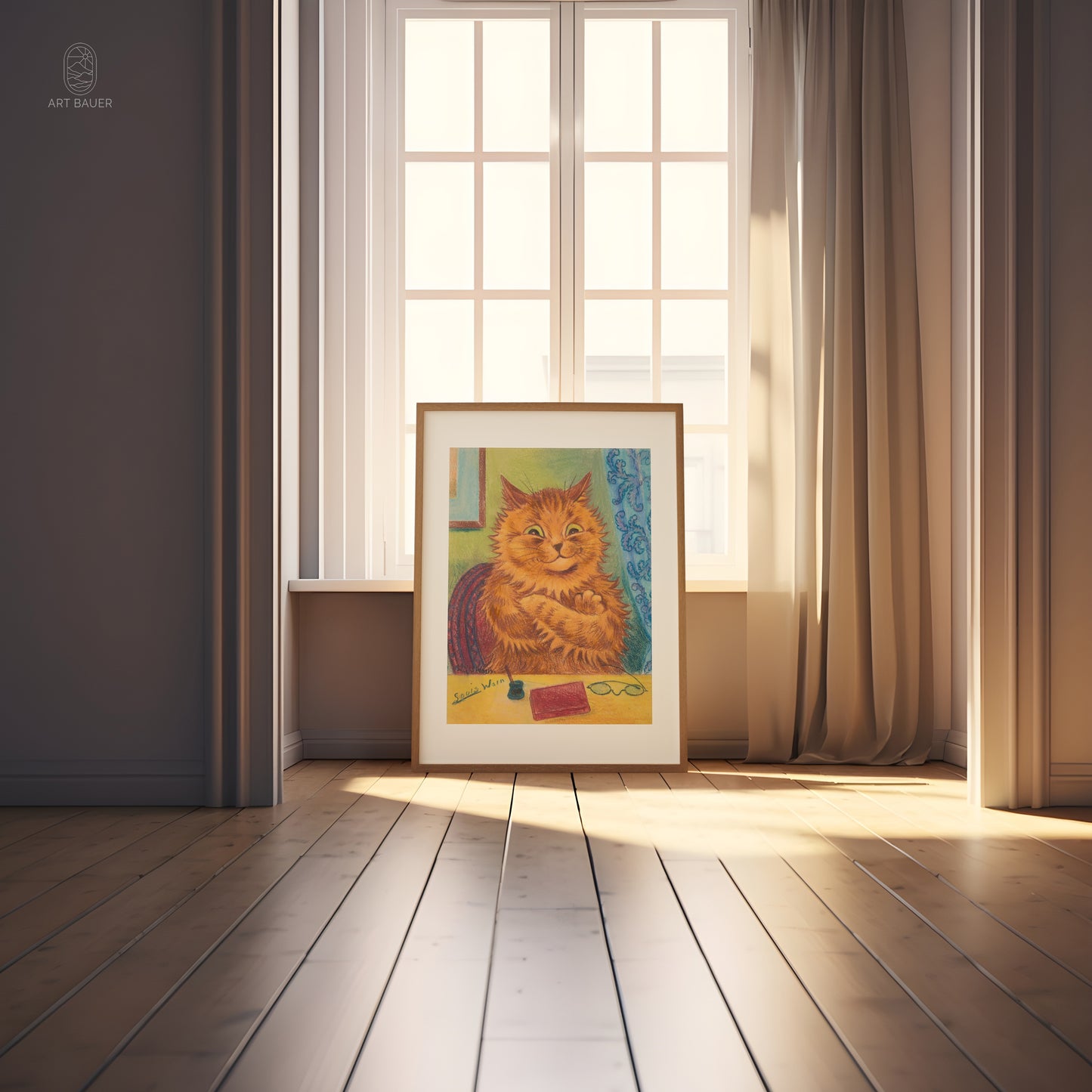 Literary Orange Cat | Framed Print | Louis Wain, 1920s