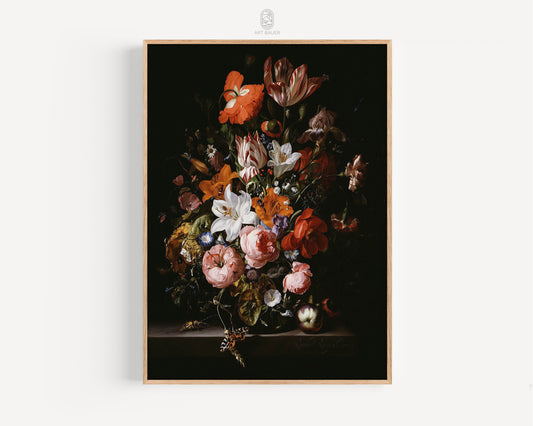 Flowers in a Glass Vase | Rachel Ruysch, 1704