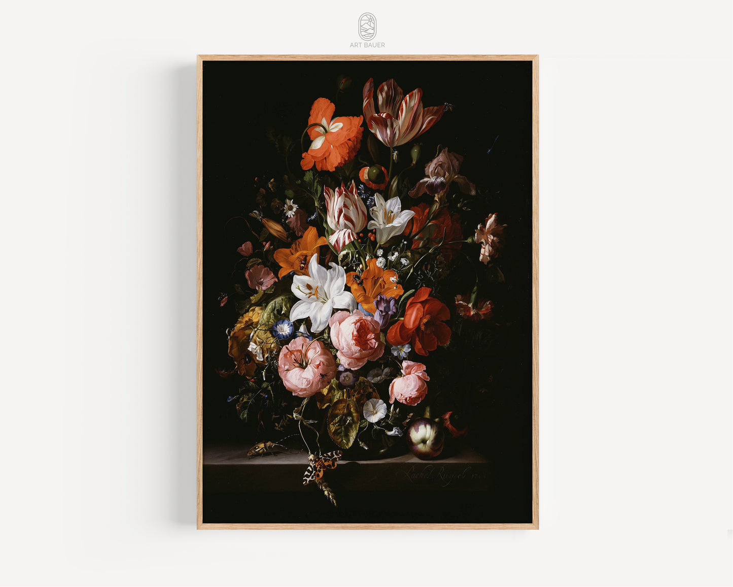 Flowers in a Glass Vase | Framed Print | Rachel Ruysch, 1704