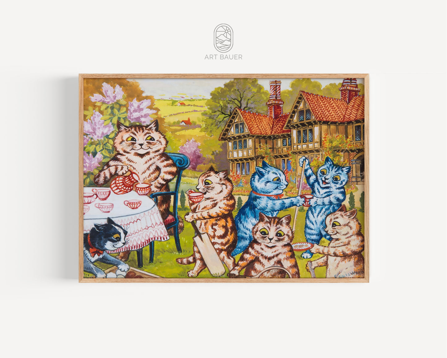 Cat Family Tea Time | Framed Print | Louis Wain, 1910