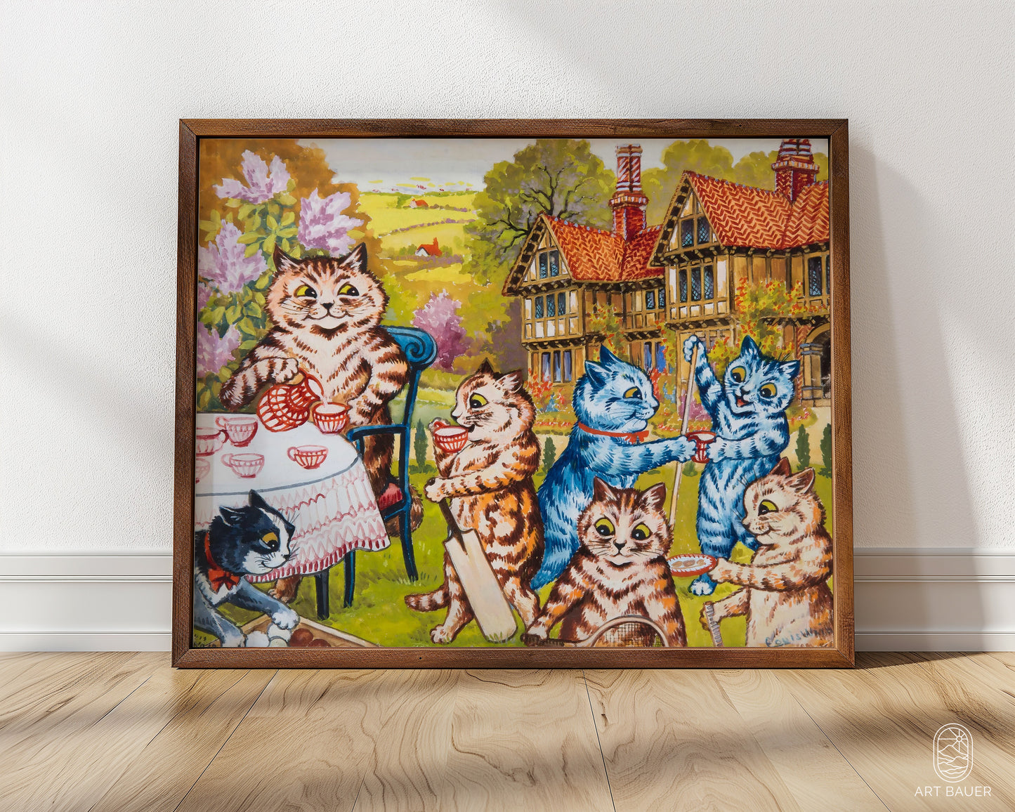 Cat Family Tea Time | Framed Print | Louis Wain, 1910