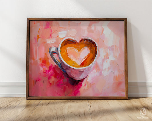 Latte Heart in Coffee Cup | Framed Print | Ingall Nocturne, 2024